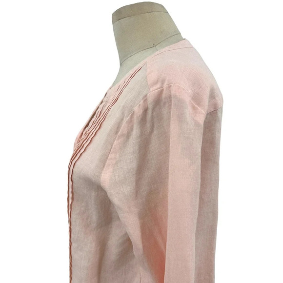 Sundance Warm Breeze Tunic Pintuck Top Pink Linen Petite Size Small PS - Picture 5 of 11